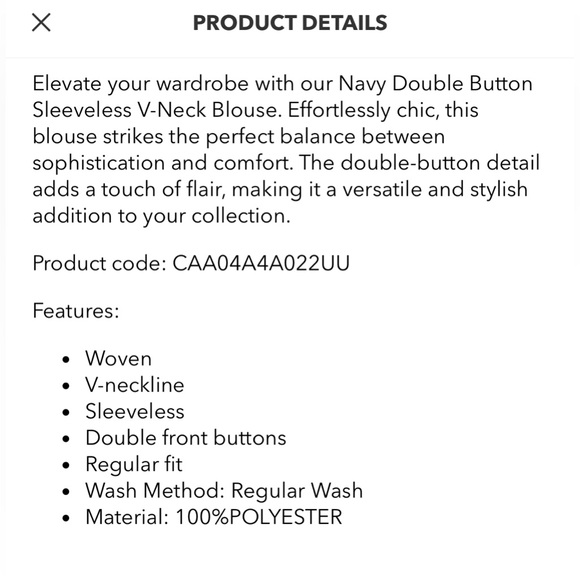 Navy vneck blouse - Picture 6 of 7